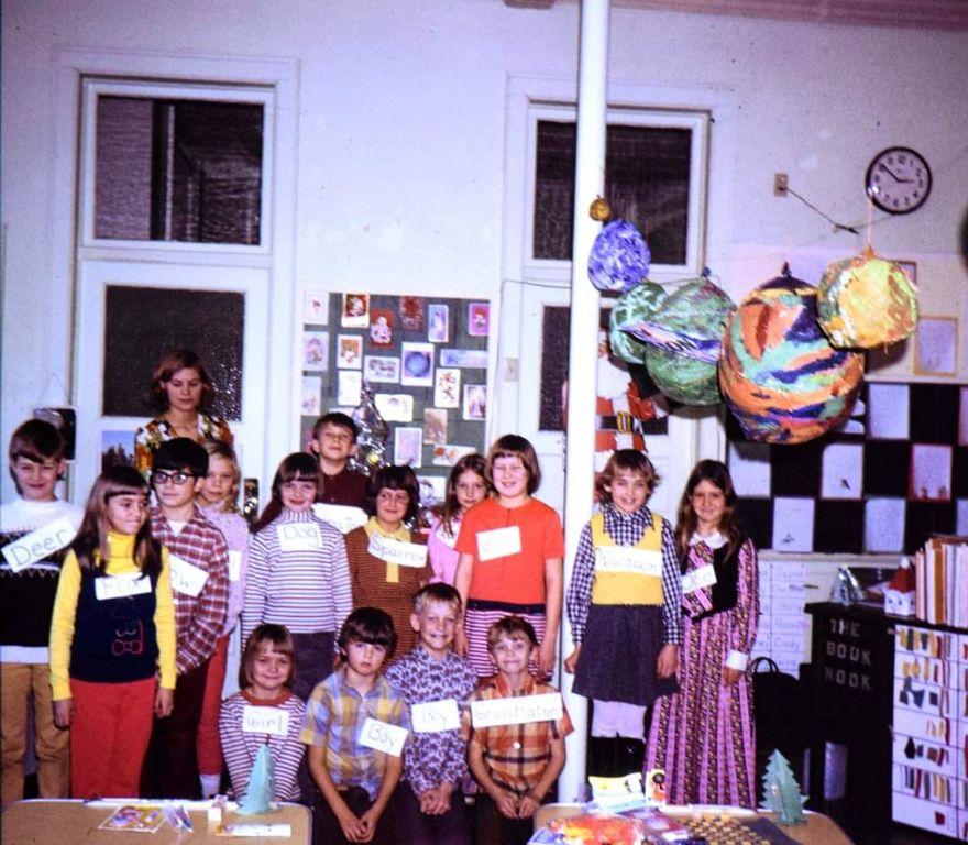 Angela Dalton posted this picture on Facebook.  This is an old photo of some of the class of 1982. I believe this was the old schoolhouse.